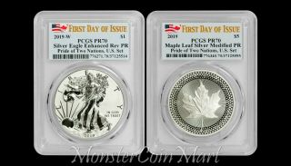 2 - Piece Set - 2019 Pride Of Two Nations Set Pcgs Pr70 First Day Of Issue