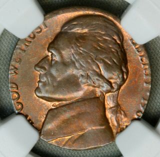 1980 P 5c Jefferson Nickel Error Ngc Ms64 Bn Struck Cent Penny Planchet