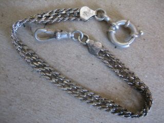 Vintage Unique S/silver Pocket Watch Chain 8.  3/4 In.  Long
