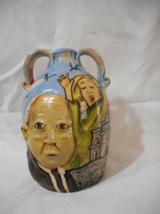 Stacy Lambert Pottery Face Jug Folk Art Southern Pottery Alfred Hitchcock Theme