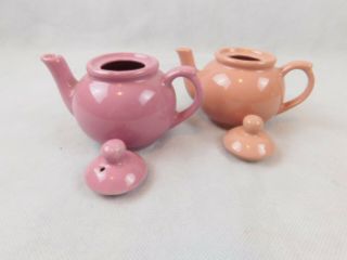 2 Vintage Mini Teapot With Lid One Salmon One Rose Pink Mini Small 3 " High