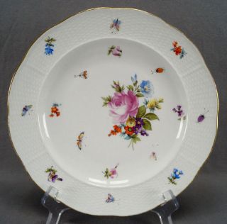 Set Of 4 Emil Fischer Budapest Dresden Floral & Insects Dinner Plates A C.  1900