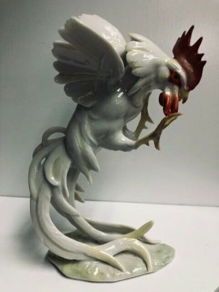 Lorenz Hutschenreuther Kunstabteilung Porcelain Fighting Cock Rooster Germany