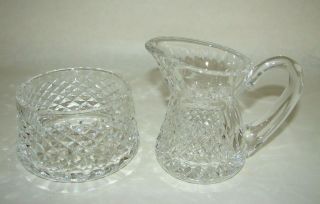 Waterford Crystal Alana Pattern Cut Glass Creamer & Open Sugar Bowl Set Ireland