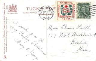 1908 Harrisburg,  Pa: Tied Christmas Seal On Christmas Postcard