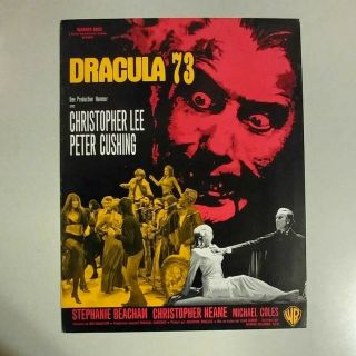 Dracula A.  D.  1972 2 - Sided French Synopsis Sheet Rare Christopher Lee Hammer Film