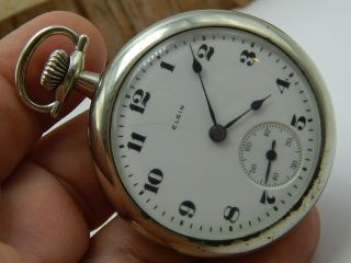 Antique Pocket Watch Elgin Grade 288 18 Size 7 Jewel Circa 1920 N Silveroid Case
