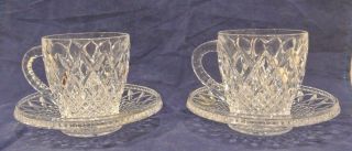 Set Of Two 24 Lead Crystal Fine Bohemian Czech Cup And Saucer