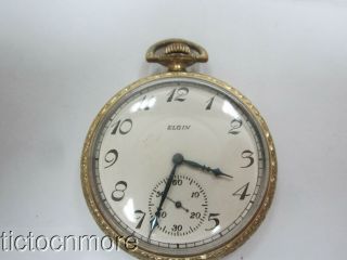 Antique Art Deco Elgin Grade 345 Border Dial 17j Open Face Pocket Watch 1927