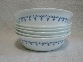 6 Corelle Blue Garland Snowflake 6 1/2 Inch Cereal Or Soup Bowls