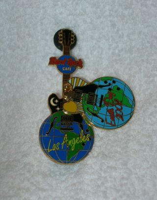 Hard Rock Cafe Los Angeles 2002 Earth Day Swivel Globe Guitar Pin