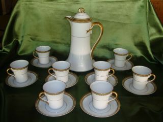 Haviland Limoges France Chocolate / Coffee / Tea Set,  Pot & 8 Cups,
