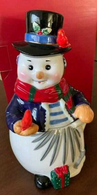 Waterford Holiday Heirlooms Ceramic Snowman Wonderland Walk Candy/cookie Jar