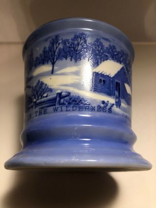 2 Vintage Blue Currier and Ives Coffee Tea Cocoa Mug Shaving Style 2