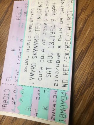 Lynyrd Skynyrd Ted Nugent Concert Ticket Stub 1994