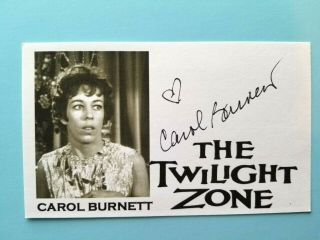 " The Twilight Zone " Carol Burnett " Agnes Grep " Autographed 3x5 Index Card
