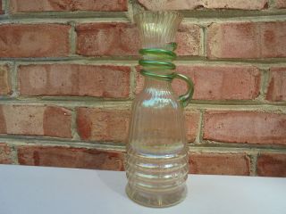 Antique Vintage Loetz Style Applied Snake Iridescent Hdld Art Glass Vase Or Ewer