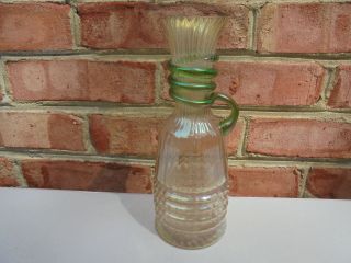 Antique Vintage Loetz Style Applied Snake Iridescent Hdld Art Glass Vase or Ewer 2