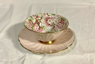 Shelley Footed Oleander Pink " Maytime Chintz " Cup & Saucer