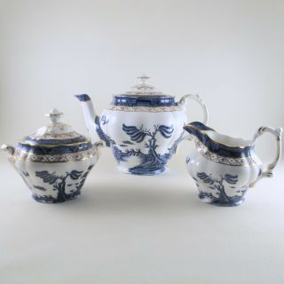 Booths Real Old Willow By Royal Doulton Tea Set Teapot Creamer Sugar Bowl Tc1126