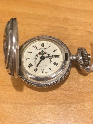Vintage Sterling Silver Pocket Watch Women Framont Incabloc