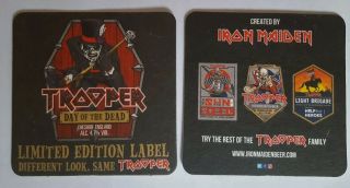 Iron Maiden Trooper Beer Day Of The Dead Bar Mats Coasters.  X 2 Two.  Pair.  Set
