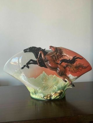 Fz02495 Franz Porcelain Galloping Horses Large Vase In The Box