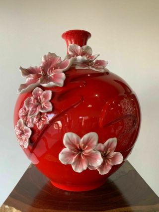 Fz02737 Franz Porcelain Blushing Peach Medium Vase Ltd Edition In The Box