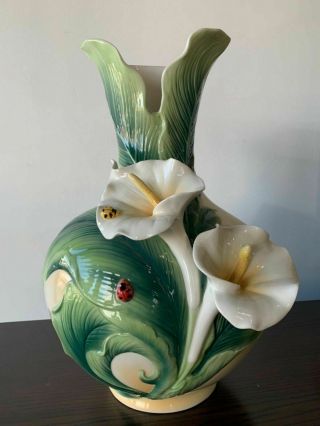 Fz03008 Franz Porcelain Happy Reunion Calla Lily Large Vase In The Box