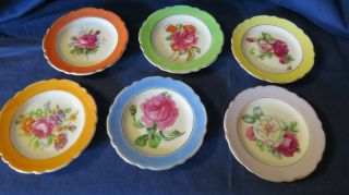 Set Of Six Vintage 3 1/2 " Porcelain Plates Made In Japan