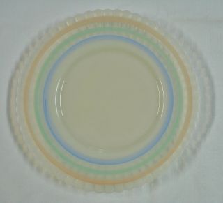 Macbeth - Evans Petalware Monax Pastel Bands Glass 6 1/4 " Bread Plate Depression