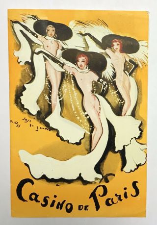 Vintage 1950’s Casino De Paris Theatre Program