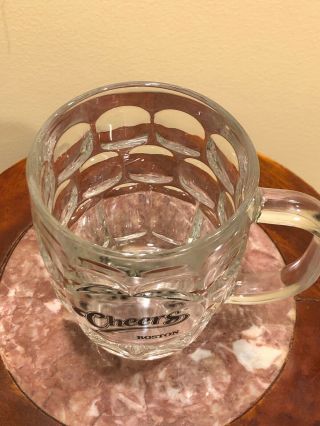 Cheers of Boston Clear Glass Dimpled/Thumbprint Beer Mug Cup w/ Handle 16 oz 3