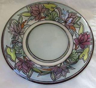 Vintage Heavy Glass Centerpiece Fruit Bowl With Floral Design