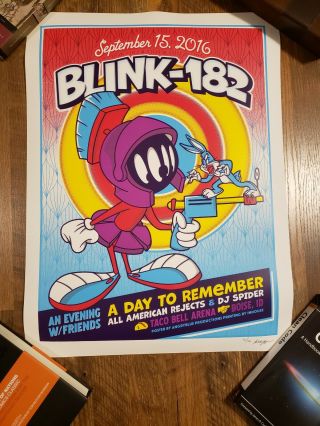 Blink - 182 Poster A Day To Remember September 15,  2016 Angry Blue Signed 34/100