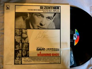David Janssen Autographs " Warning Shot " 1967 Movie Soundtrack Record - Si Zentner