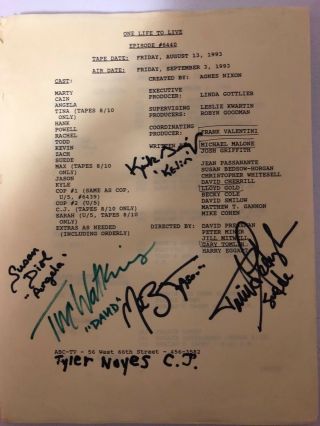 One Life To Live Episode 6440 Autographed Script - Aired September 3,  1993