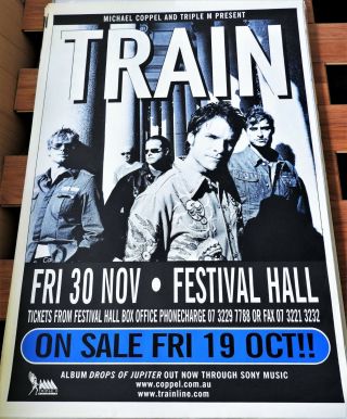 Train Drops Of Jupiter Tour Poster 2001 Australia Big 1.  5 X 1m Rock Band Concert
