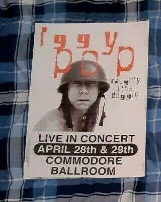 Iggy Pop (stooges) Concert/promo Poster Vancouver April 28th,  29th 1996
