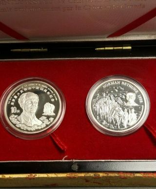 1998 Canada & China Norman Bethune Silver Proof 2 - Coin Set w/ Box 2