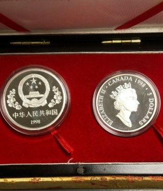 1998 Canada & China Norman Bethune Silver Proof 2 - Coin Set w/ Box 3