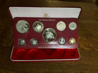 Franklin 1976 Bahamas Proof Set With Case 9 Coins Some Silver