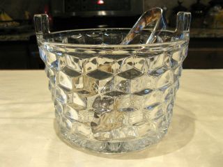 Fostoria American Ice Bucket With Epns Silver Plated Tongs Sheffield England