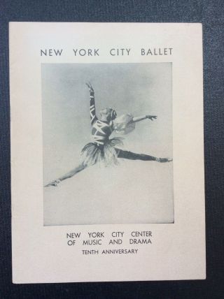 1954 York City Ballet 10th Anniversary George Balanchine Ballet Program