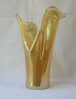 Murano Art Glass Vase Dark Amber Tammaro Made In Italy No 490