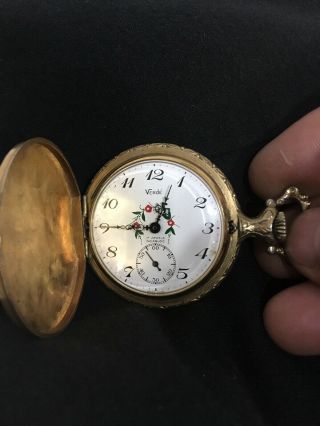 Vintage Antique Verdè Pocket Watch Swiss Made 17 Jewels Incabloc Not