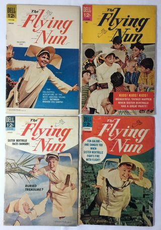 1967 The Flying Nun Tv Show Comics 1 2 3 4 Full Set 1 - 4 Sally Field