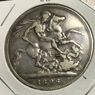 1896 Great Britain Silver Queen Victoria Crown Coin