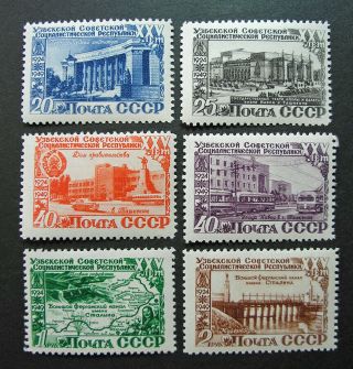 Russia 1950 1429 - 1434 Mnh Og Russian Ussr Uzbek Soviet Republic Set $42.  60