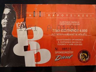 Iggy Pop Live In Athens Vintage Ticket First Gig The Stooges Rock